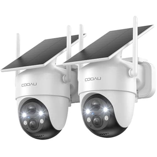 COOAU Cameras for Home Security​​, 2K 360° Solar Security Cameras Wireless Outdoor, Low-Light Rechargeable​​, Easy to Install, Surveillance Cam with AI Smart Detection,Color Night Vision,Two-way Audio