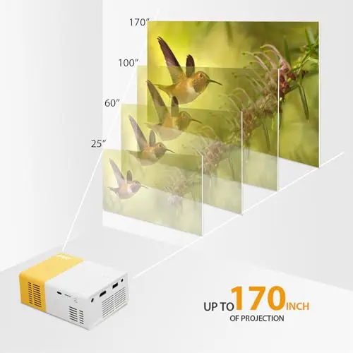 PVO Mini Projector Portable For Cartoon, Outdoor Video Projectors, LED Pico Movie-Projector for Home Theater, Kids Gift, Video Can Be Easily Mirrored Directly to The Projector Via Data Cable 8