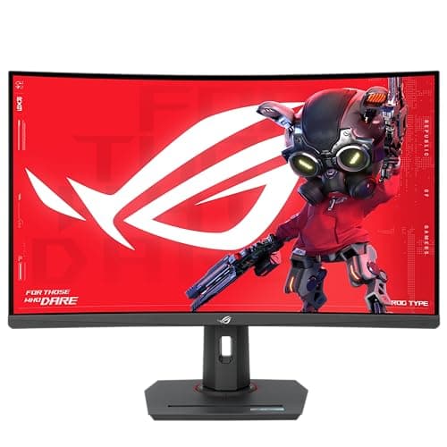 ASUS ROG Strix 32” 1440P USB-C Curved HDR Gaming Monitor (XG32WCS) - QHD, 180Hz, 1ms, Fast VA, Extreme Low Motion Blur Sync, FreeSync, DisplayWidget, Tripod Socket, AI Technology, 3 yr Warranty