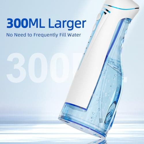 Water Dental Flosser Teeth Pick: 4 Modes Travel Portable Water Flosser, Rechargeable Irrigation Cleaner for Teeth, 300ML Cordless Oral Irrigator with 5 Jet Tips, IPX7 Waterproof Dental Flosser 7