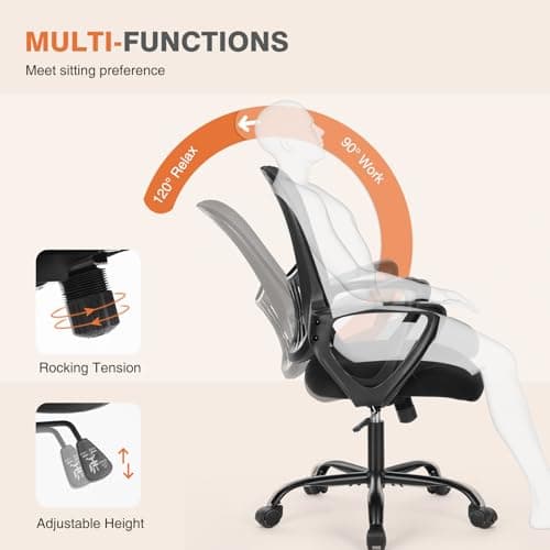 Sweetcrispy Ergonomic Mid-Back Mesh Home Office Desk Chair with Wheels, Lumbar Support, and Comfortable Armrests for Home, Bedroom, Study, Office 7