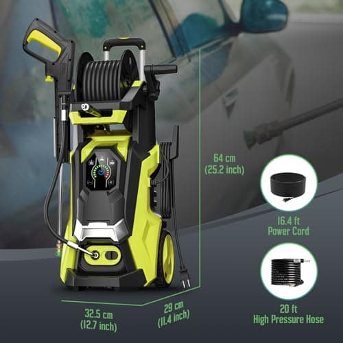 Electric Pressure Washer 4500 PSI 3.2 GPM Touch Screen Adjustable Pressure,4 Nozzles and 500ml Foam Cannon Power Washer Cleaning for Patio 5