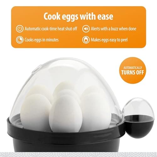 Toastmaster Rapid Electric Egg Cooker with Auto-Off - 7-Egg Capacity - For Soft, Medium & Hard Boiled Eggs - Egg Boiling Gadget with Poaching Tray 4