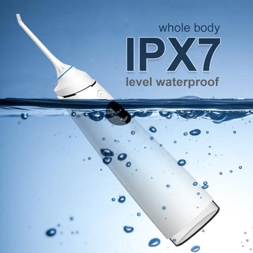 Nicefeel LCD Display Water Flosser Cleaner Picks with 4 Modes,280ML Water Dental Flosser Portable Cordless for Teeth,IPX7 Waterproof Electric Flosser Oral Irrigator for Home Travel Office (White) 9