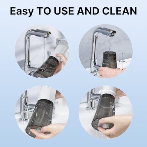 TUREWELL Water Dental Flosser for Teeth/Braces, 310 ML Portable Cordless Oral Irrigator with 5 Modes, IPX7 Waterproof Electric Water Flossing with 4 Replacement Jet Tips for Travel and Home, White 7