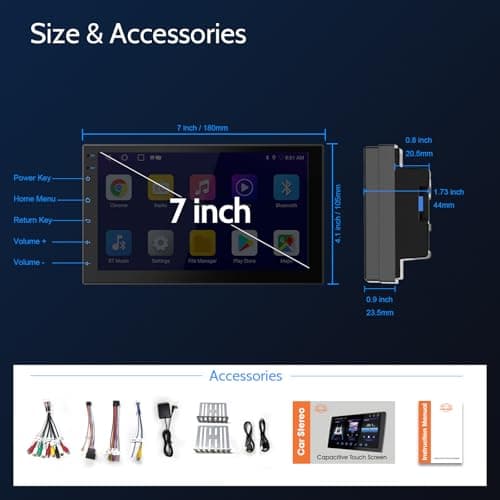 Haudio Double Din Car Stereo Radio with 7 inch HD Touchscreen, Wireless Apple Carplay & Android Auto, Bluetooth, SWC, Mirror Link, AUX,FM Car Radio Receiver(No backup reversing camera)|for All Vehicle 7