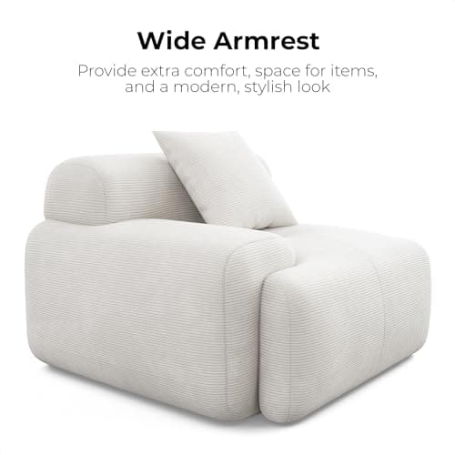 LIKIMIO 118" Modern L-Shaped Modular Sectional Sofa for Living Room, Corduroy Upholstery Beige, Oversized 3-Seater Couch with Deep Seat and Movable Ottoman – No Assembly 5