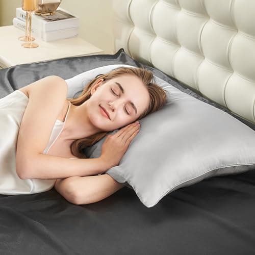 INFIIXSO Silk Pillow Cases 2 Pack Standard Size, Ultra Smooth & Soft Mulberry Silk Pillow Case for Hair and Skin, Breathable Cooling Silk Pillowcase with Hidden Zipper (Light Grey, 20x26 Inches) 8