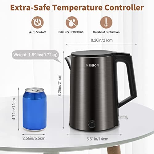 Electric Kettle Stainless Steel,1.0L Double Wall Electric Tea Kettle, Cool Touch Water Kettle & Hot Water Boiler for Boiling Water,Auto Shut-Off & Boil-Dry Protection,120V, 2 Year Warranty, Blue 6