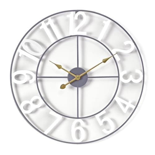 Sorbus Large Wall Clock for Living Room Decor - Wall Clock for Kitchen - 24 inch Big Wall Clock Decorative - Metal Wall Art - Analog Large Clock for Bedroom, Home, Kitchen, Office, Wall Decor (White)