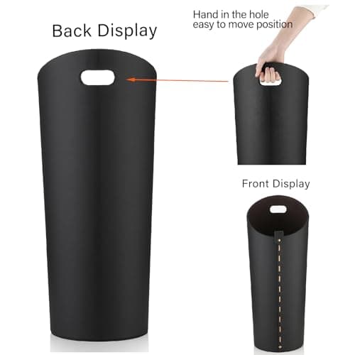 ELPMD Black Umbrella Holer for Entryway with Drip Tray and 2 Steel Hooks Leahter Tall 22.44 Inches Umbrella Stand Rack Indoor Can Store 10 Golf Umbrellas or Crutches Toy Swords etc 7