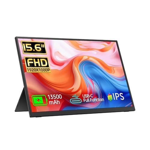 Qunub Portable Monitor 15.6" FHD 1080p, Travel Monitor with Built-in Battery & Kickstand & Speakers, HDMI USB C External Portable Monitor for Laptops, PC, Mac, Xbox, Switch, and PS5/4