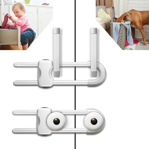 6 Pack Baby Proof Cabinet Locks, Adjustable U-Shaped Child Safety Locks for Cabinets, Drawers, Fridge, Closet | No Drill Baby Proofing Cabinet Latches with Secure Lock Button 9