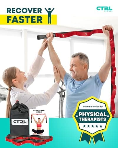 Stretching Strap with Loops - Non Elastic Stretch Band for Physical Therapy, Yoga Strap for Stretching Equipment, Stretch Bands for Exercise and Flexibility - Fascia, Hamstring and Leg Stretcher Belt 5