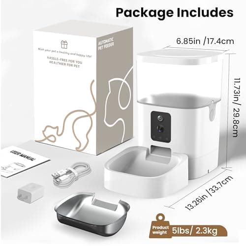 Automatic Cat Feeder with Dual Cameras, 2K HD Video with Night Vision, 5G WiFi Timed Pet Food Dispenser for Cat & Small Dog, 2-Way Audio, Easy APP Control, AI Pet Capture & Remain Food Record 9