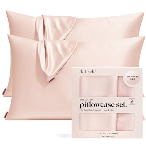 Kitsch Satin Pillowcase with Zipper for Hair & Skin - Softer Than Silk Pillow Cases, Smooth Cooling Satin Pillow Case, Wrinkle-Free, Machine Washable - Pillow Cases Standard Size 19x26 - Blush, 2pcs
