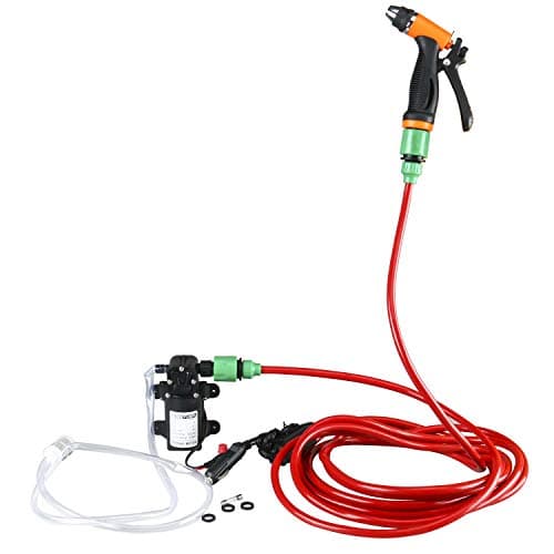 Amarine Made Electric Washer Pump Kit,12V Portable High Pressure Water Pump with 23.6" PVC Pressure Hose and Independent Power Switch,Wash Device for Auto RV Marine,Home,Garden,Vehicles (80W,130PSI)