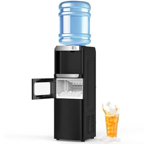 Electactic Water Dispenser with Ice Maker Function, Top Loading Hot and Cold Water Cooler for 5 Gallon Bottle - Includes Child Safety Lock - Water Machine for Home, Office, Garage - Black