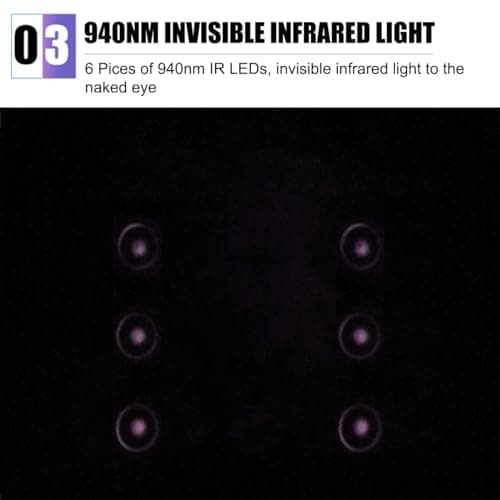 UQISOVI Night Vision IR Illuminators 940nm Invisible 6-LEDs Infrared Light IP65 Water-Resistant Outdoor Floodlight for Security Cameras (940nm IR, 90° Angle for 4mm Lens) 5