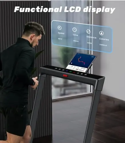 HOMEFITNESSCODE 2 in 1 Folding Treadmill, Under Desk Treadmill Portable Walking Pad,Installation-Free with Bluetooth Speaker and Remote Control (Black) 7