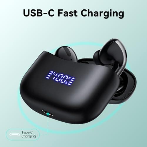 Wireless Earbuds, Bluetooth Ear Buds Headphones, 60H Long Playtime, Stereo Deep Bass, LED Power Display, IPX7 Sport Waterproof, Lightweight in-Ear Earphones with Mic for iPhone Android PC Royal Green 8