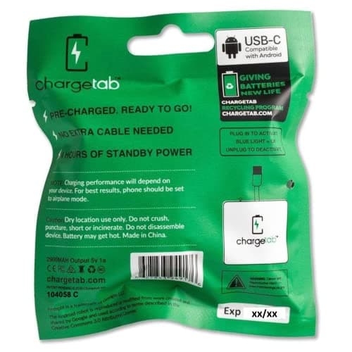 ChargeTab Emergency Portable USB-C Charger – Pre-Charged 3000mAh, Slim & Light, Up to 2-Year Shelf, Compatible w/iPhone 15/16 & Android USB-C Devices (10 Pack) 9