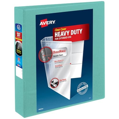 Avery Heavy-Duty View 3 Ring Binder, 1.5 Inch EZD Rings, Great for Portfolios, Office, School Notebooks, and More, 1 Mint Binder (79271)