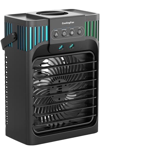 Portable Air Conditioners,4-in-1 Evaporative Air Cooler with 3 Speeds, 3 Modes & 7 LED Light Cooling Fan with Remote, 2-8H Timer, 1200ML Personal Mini Air Conditioner for Bedroom and Office