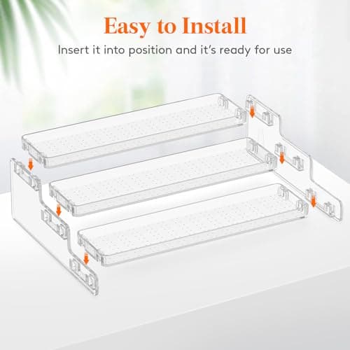 Lifewit Plastic 2 Pack 3-Tier Spice Rack, Clear Spice Organization for Cabinet, Counter, Organizer Shelf for Condiment, Seasoning, Syrup, Liquor, Medicine and Perfume for Kitchen, Pantry, Bar, Bath 8