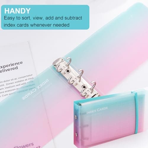 3×5” index card Binder organizer with Plastic pocket Sleeves, small organized folder for recipes Flashcards,portable notecards case holder (2pcs colorful) 6