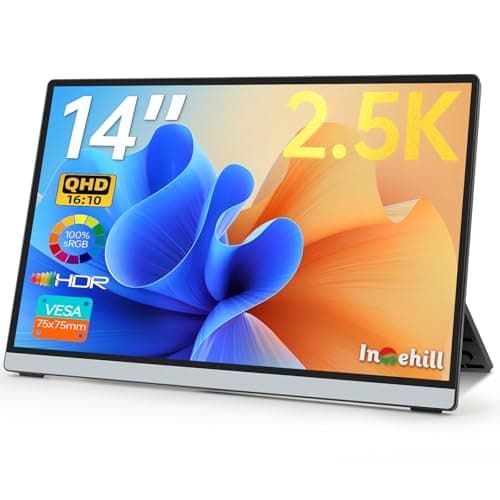 Intehill 14" Portable Monitor 2.5K, 2560x1600 Portable Screen for Laptop, 16:10 Travel Monitor with Tempered Glass, 100% sRGB HDMI Portable Display, Mobile External Display with Stand & Speaker, Q14ZA