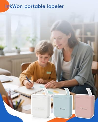 InkWon D110 Label Maker Machine with Tape, Bluetooth Mini Label Maker with Various Templates, Wireless Portable Small Label Printer for Home, Office, School, White 7