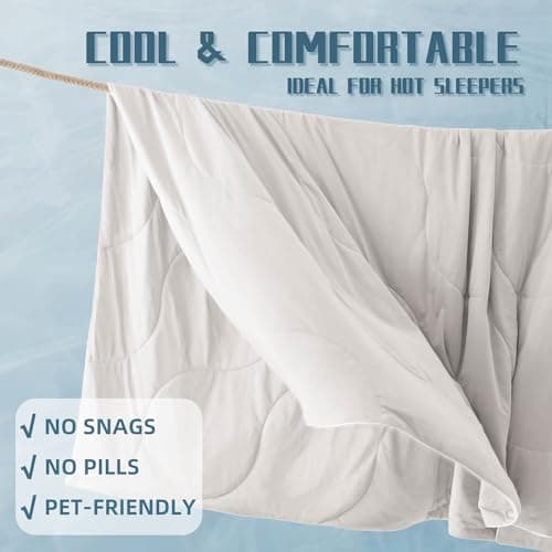 DOWNCOOL Cooling Comforter, Cream White Cooling Blanket King Size, Cooling Duvet for Hot Sleeper, Breathable Summer Quilt, Lightweight Soft Q-Max>0.4 Arc-Chill Cool Comforter,106"X90" 6