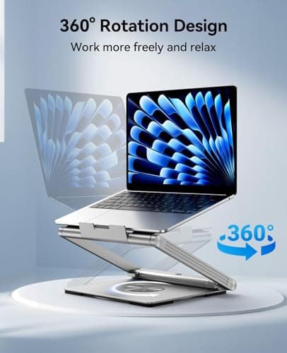 4URPC Laptop Docking Station Stand 4K@60Hz for MacBook Pro/Air M3/M4, Dell/HP/Surface/Lenovo/Chromebook, Laptop USB Hub Stand with HDMI, 3 USB, Ethernet, PD 3.0, Adjustable Dock with 360° Rotate Base 7