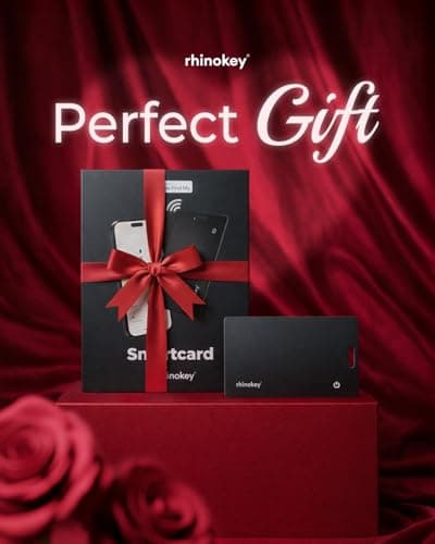 Rhinokey® Apple MFi Certified Wallet Tracker Card Works with Apple Find My (iOS Only) Slim 0.07in Rechargeable IP68 Waterproof Tracker Item Finder AirTag Card with Keychain Hole for Luggage Tags 9