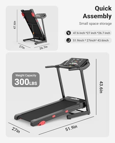 THERUN Treadmills for Home, Running Treadmill with Incline, Foldable Treadmills Heart Rate Sensors, 18″LED Display Manual Incline Adjustment, 3.0HP Treadmill for Indoor Fitness Workouts 7