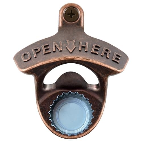 Jumiok Vintage Wall Magnetic Bottle Opener Post Mounted Beer Cap Opener with Built-in Magnets Antique Copper Gift