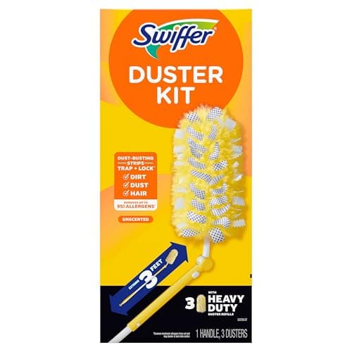 Swiffer Duster Kit with 3 ft Extendable Handle, Heavy Duty Dusting Starter Kit with 3 Refills, for Ceiling Fans, Vents and Hard to Reach Places 14