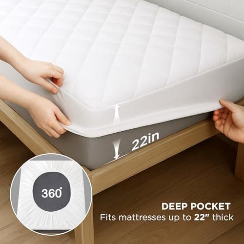 Bedsure Twin XL Mattress Pad, Waterproof Soft Mattress Protector for College Dorm Room Essentials, Extra Long Twin Bed Cover with Deep Pocket up to 22 Inches, Noiseless Bed Pad for Bedroom - White 5