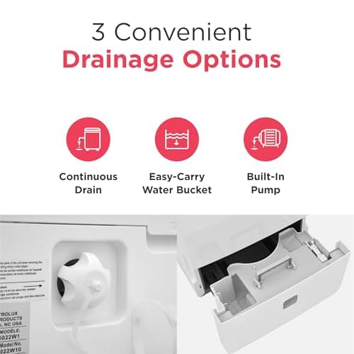 Frigidaire 60-Pint Portable Dehumidifier with Built-In Pump for Large Rooms & Basements, Custom Humidity Control, Auto Shut Off, White 9