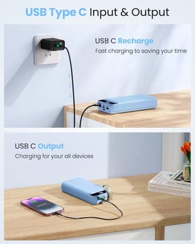 2 Pack Black+Sierra Blue:Portable Charger Power Bank 50000mAh Fast Charging 22.5W USB C Battery Pack Charger Portable with 4 Outputs & 3 Inputs High Capacity External Battery Bank for iphone, Samsung 6