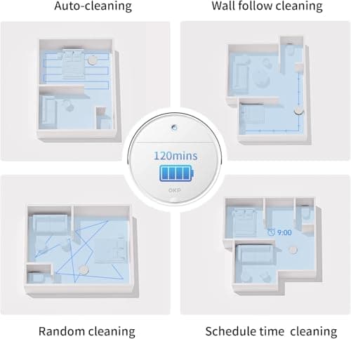 OKP Life Robot Vacuum K5 with 120 Min Runtime, Vacuum Robot Cleaner Compatible with Alexa/APP/Wi-Fi, Self-Charging Super Mini Quiet Robotic Vacuum for Carpets and Hard Floors for Pet Owners and Woman 8