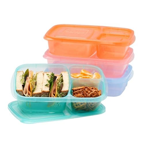 Bentgo Easyboxes - Original Stackable Lunch Boxes - Reusable 3-Compartment Food Containers for Kids and Adults - Bento Lunch Box for Meal Prep, School, & Work - BPA Free, Set of 4 (Pastels)