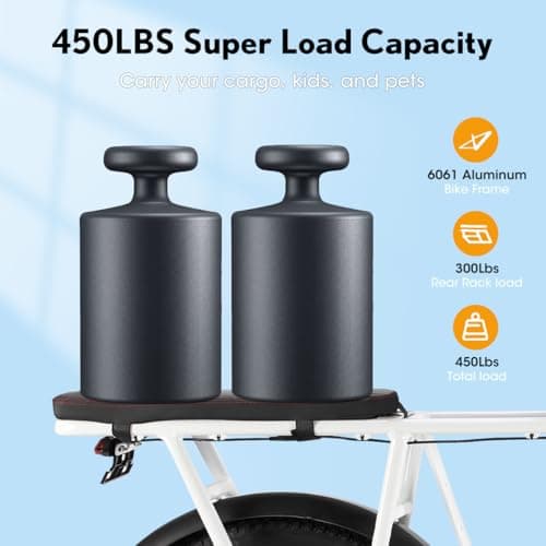 WakeWheel Electric Bike for Adults,1500W 450lbs Capacity Cargo Ebike, 48V 17.5Ah/35Ah Single/Dual Battery, 20"×3.0" Fat Tire 32MPH Electric Bicycle with Basket and Rear Rack for Carrying Passenger 5