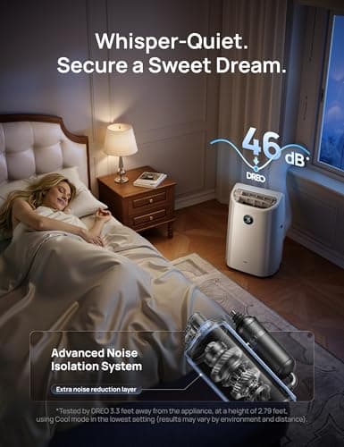 DREO Portable Air Conditioners, 12000 BTU ASHRAE (8000 BTU DOE) Smart AC Unit for Room with Drainage-free Cooling, APP/Voice/Remote, Fan & Dehumidifier, Quiet Standing AC for Bedroom, AC515S, White 6