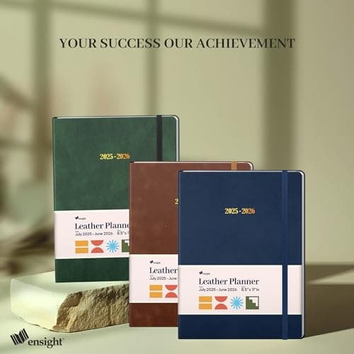Ensight 2025-2026 HARDCOVER Leather Planner Weekly & Monthly - 8.5x11 Inches - Academic Planner Business Personal or Student - Pen Holder, Thick Paper, July 2025 - June 2026 (Green) 7