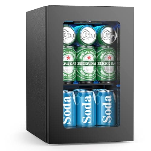 Electactic 24 Cans Beverage Refrigerator Cooler, Mini Fridge Countertop Drink Cooler for Soda, Canned Beer, Adjustable Digital Temperature Control for Home Dorm Office, Black