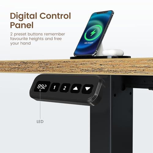 Rolanstar Standing Desk L Shaped with LED Light and Power Outlet, Electric Height Adjustable Computer Office Desk Sit Stand Up with Monitor Stand, Rustic Brown 5