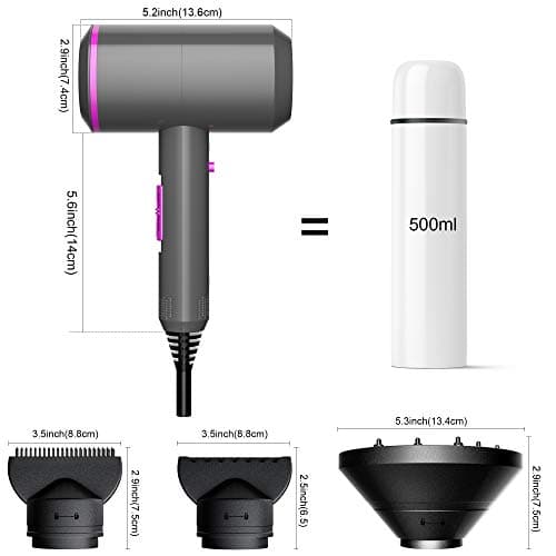 Fezax Ionic Hair Dryer 2000W Salon Performance AC Motor Styling Tool/Hair Dryer Professional Blow Dryer Negative Ion Fast Drying for Hair Care 3 Heating / 2 Speed/Cold, for Home Travel Hotel 7