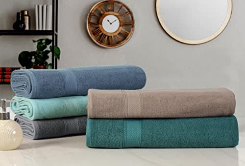 HILLFAIR 600 GSM- 40 x 80 Inches- 100% Cotton 2 Pc XXL Oversized Bath Towel Set- Soft Highly Absorbent Jumbo Bath Sheets Towels Sets- Quick Dry Oversized Bath Towel Sets for Hotel Spa Pool- Stone 7